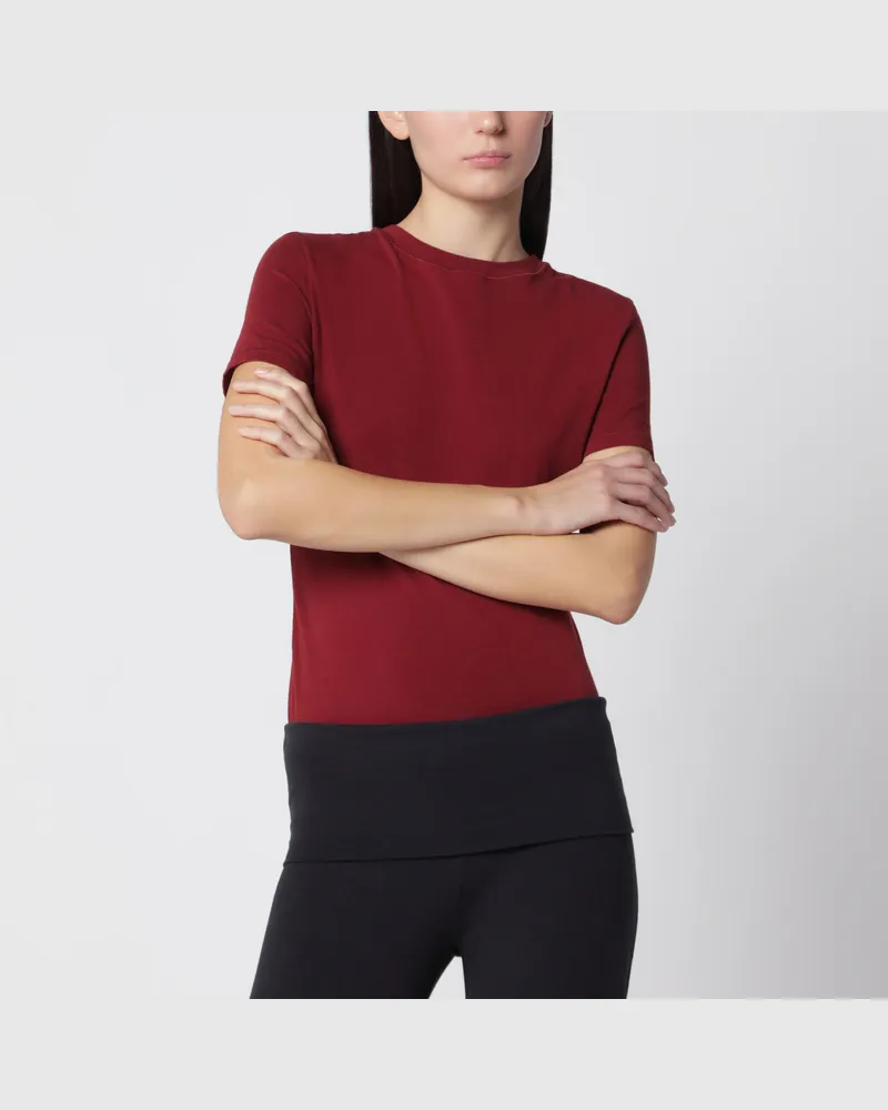 SKIMS Bordeauxrotes T-Shirt aus Stretch-Baumwolljersey Burgundy