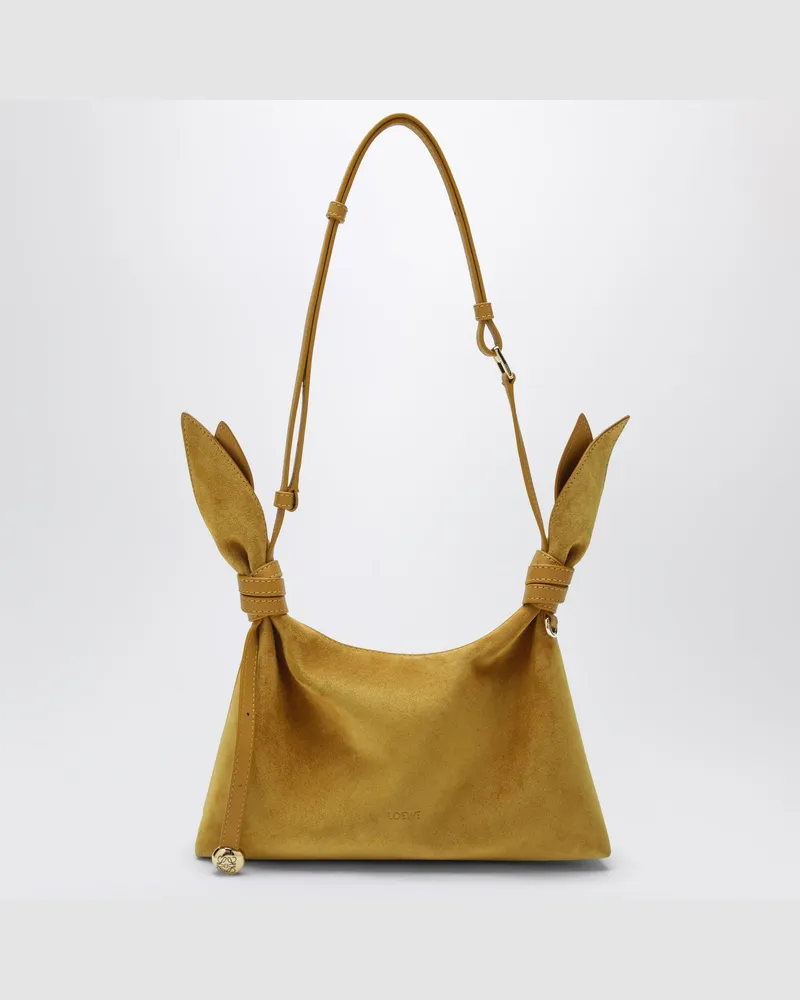 Loewe Ockerfarbene Scarf Mini Tasche aus Veloursleder Yellow