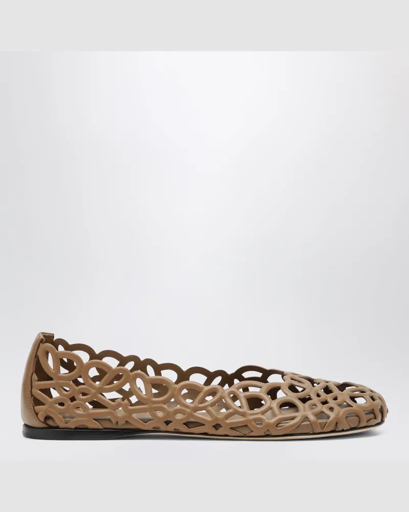 Loewe Braune Petal Anagram Ballerinas aus Leder Brown