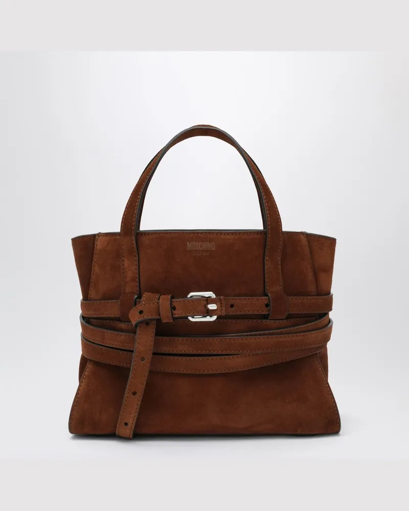 Moschino Mittlere Handtasche aus Braunem Wildleder Braun