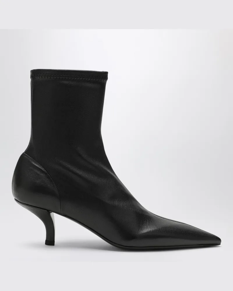 Totême Schmale schwarze Lederstiefeletten Schwarz