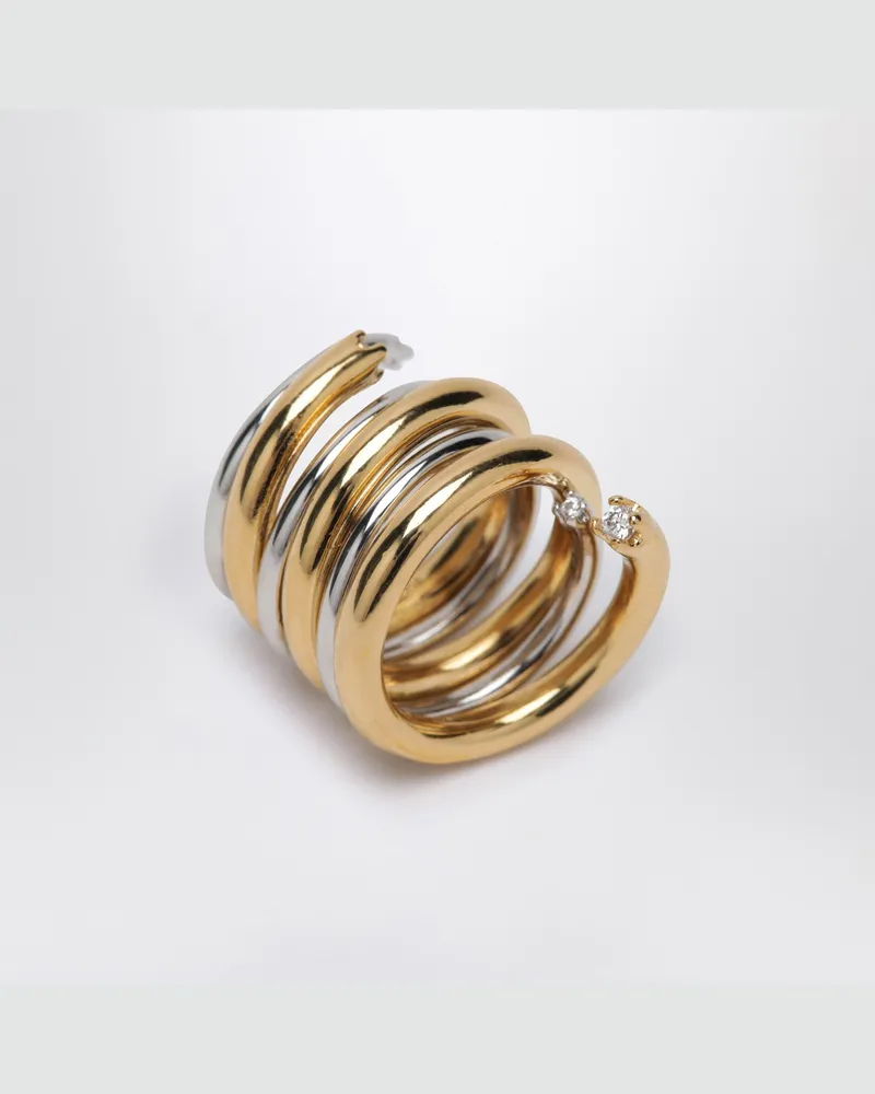 PANCONESI Spiralring in Gold- und Silberton Metal