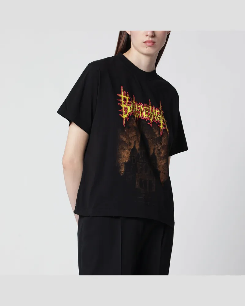 Balenciaga T-Shirt Sacré Caur aus Baumwolljersey in Schwarz Black