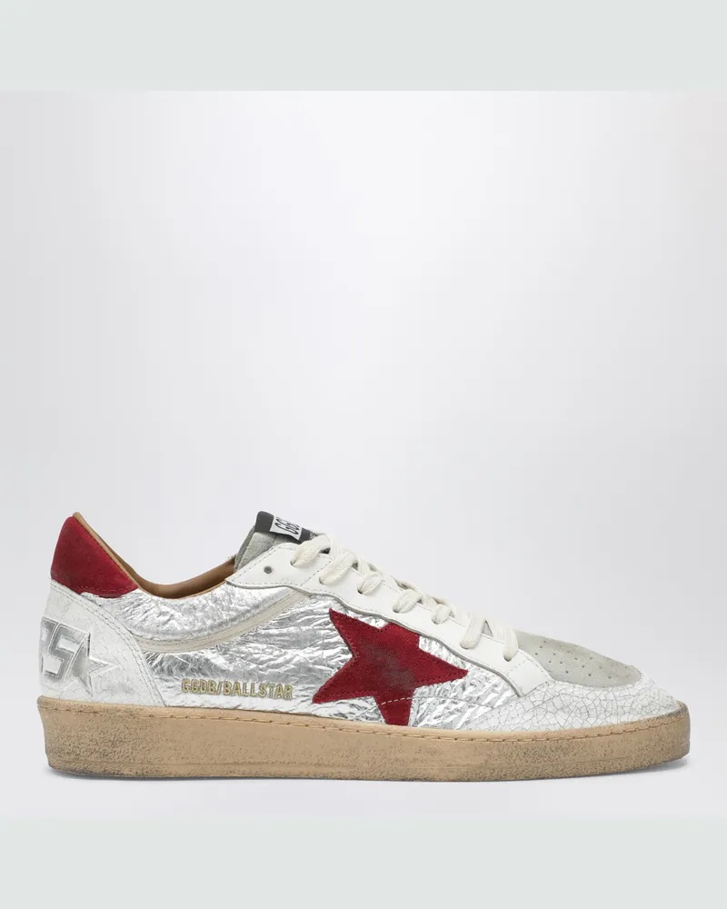 Golden Goose Ball Star Sneaker in Silber/Rot Metal