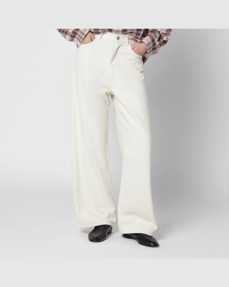 AURALEE Weit geschnittene elfenbeinfarbene Seiden-Denimhose White