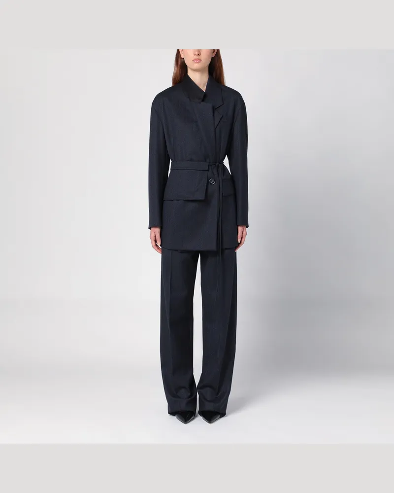 Bottega Veneta Gestreifte Jacke aus Wolle schwarz/blau meliert Black
