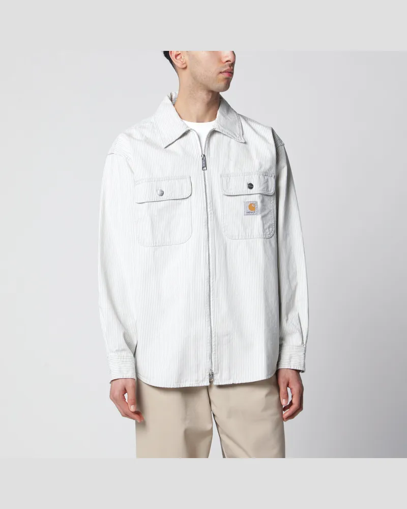 Carhartt WIP Mercer striped cotton shirt jacket in white White