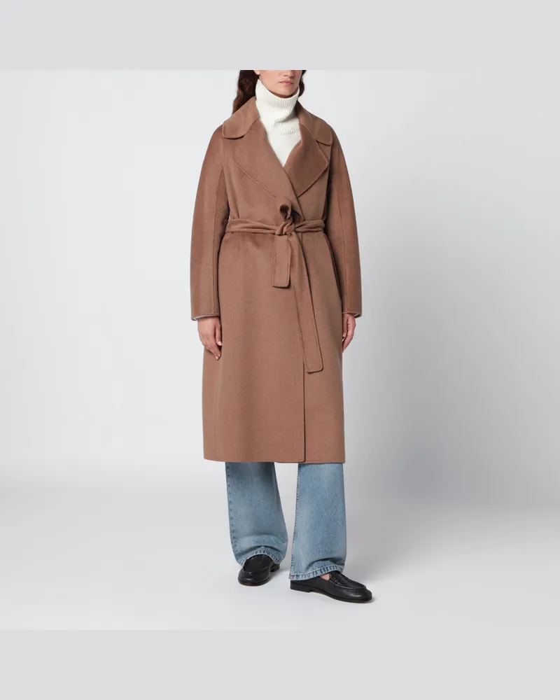 Max Mara Kamelfarbener Midi-Mantel aus Wolle und Kaschmir Brown