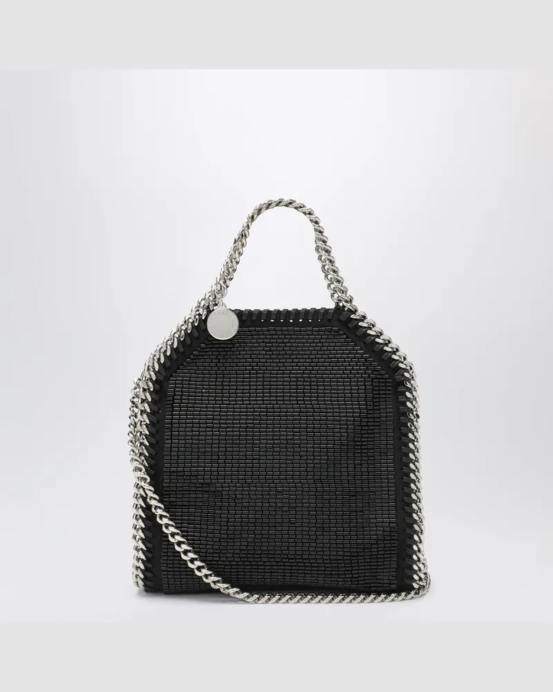Stella McCartney Falabella Micro-Tote-Bag aus schwarzem Kristallnetzmaterial Black