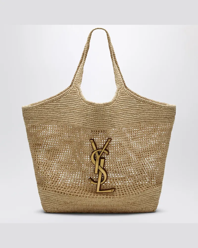 Saint Laurent Maxi-Shopper Icare aus Raffia in Natur Beige