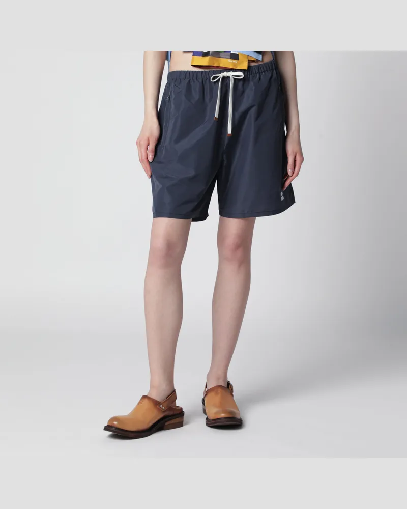 Miu Miu Bermudashorts aus Tech-Gewebe, winddicht, blau Blue