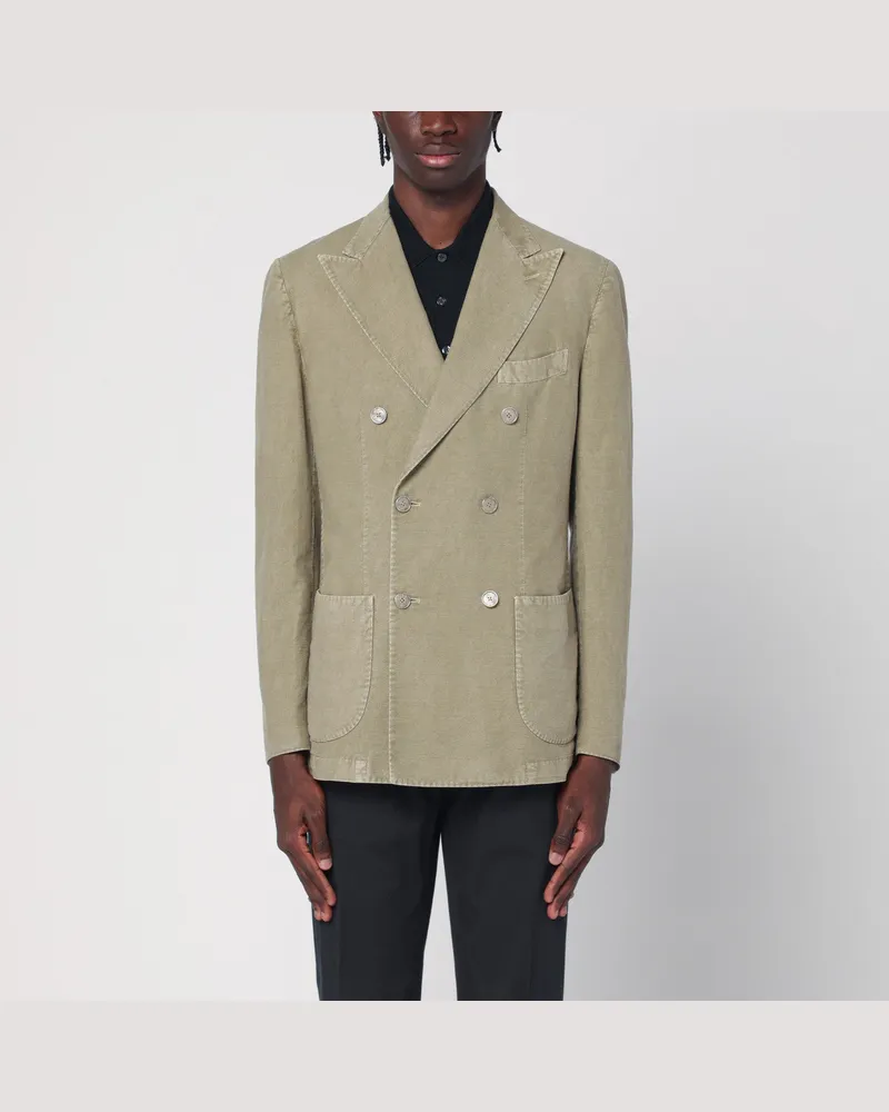Biagio Santaniello Zweireihige salbeigrüne Jacke Green