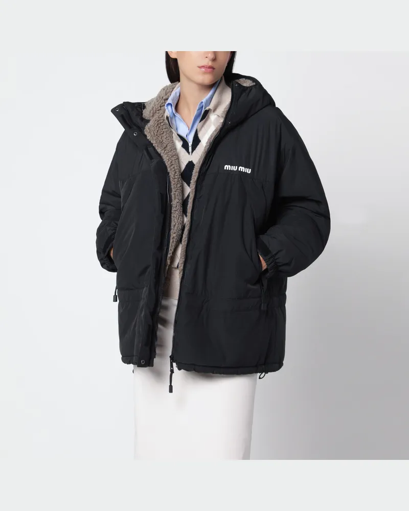 Miu Miu Schwarze Pongé-Daunenjacke Black