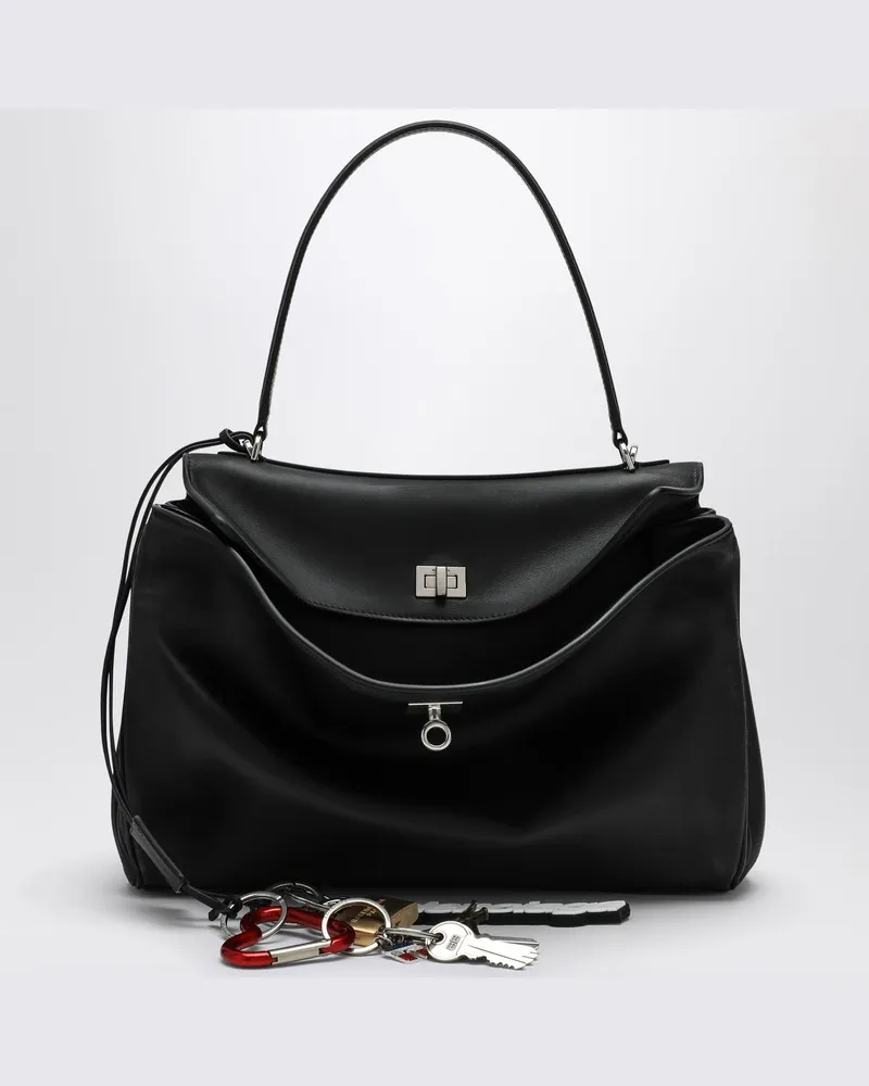 Balenciaga Schwarze Tasche aus glattem Kalbsleder Medium Rodeo Schwarz