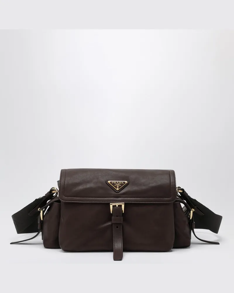 Prada Explore mittelgroße braune Tasche aus Nappaleder Braun