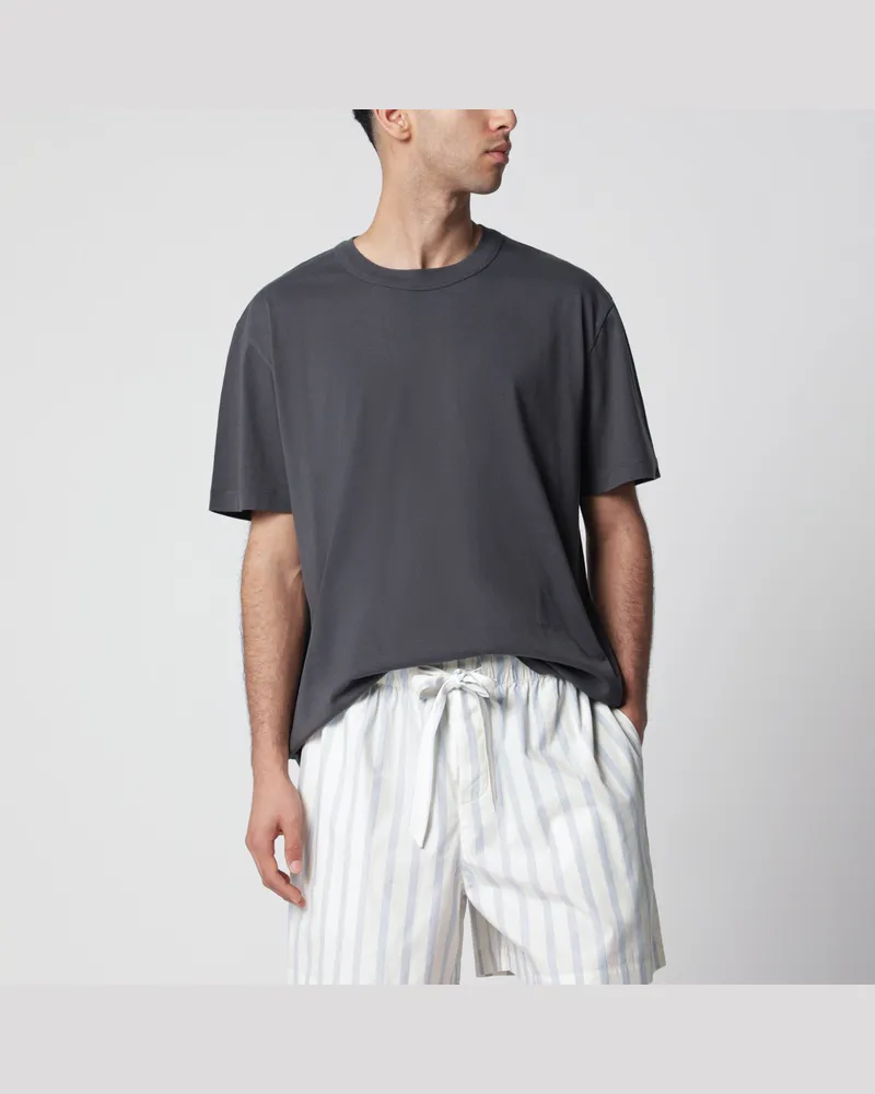 TEKLA Schwarzes verwaschenes Kurzarm-T-Shirt Grey