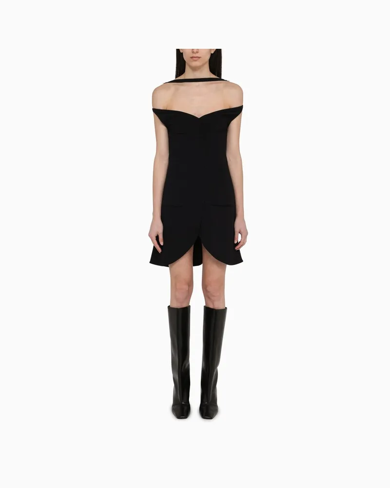 Courrèges Schwarzes Mini-Bustierkleid Ellipse aus Viskose Schwarz