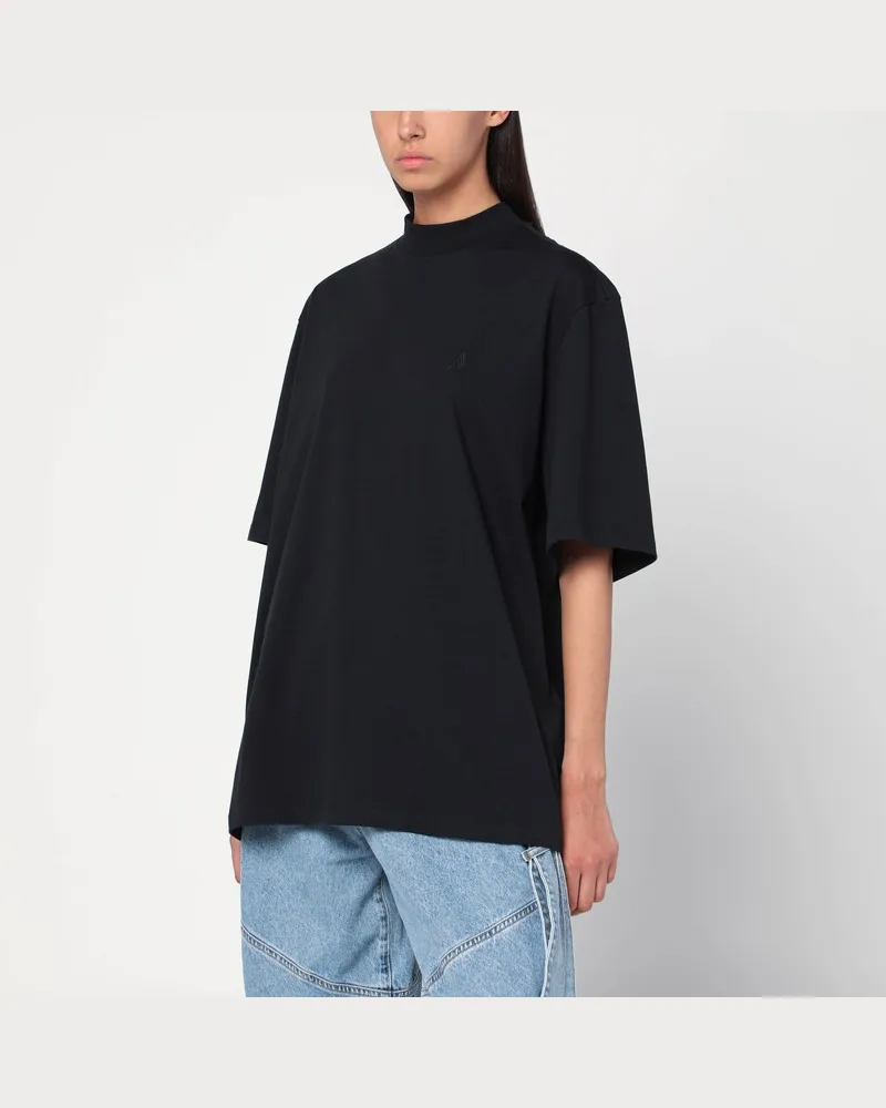ATTICO Schwarzes T-Shirt aus Baumwolle Schwarz