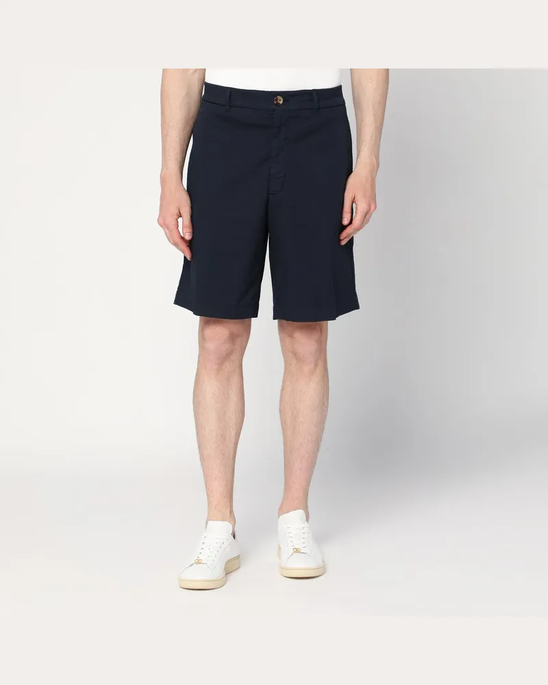 Brunello Cucinelli Navyblaue Bermudashorts aus Baumwolle Blau