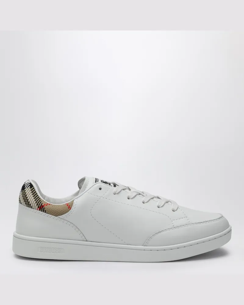Burberry Set Sneakers aus weißem Leder und Check White
