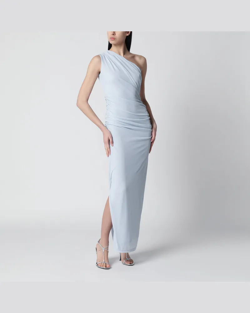 ROTATE Birger Christensen One-Shoulder-Maxikleid aus recyceltem Polyester in Hellblau Light
