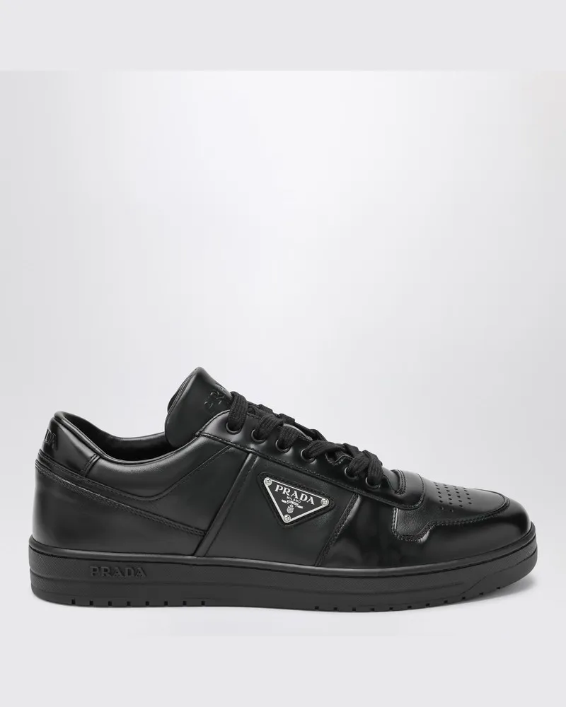 Prada Schwarze Leder Downtown Sneakers Schwarz