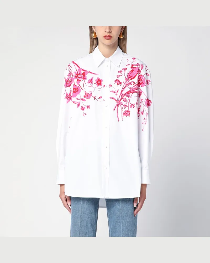 Gucci Weiße Bluse mit pinkfarbenem Aufdruck Weiß