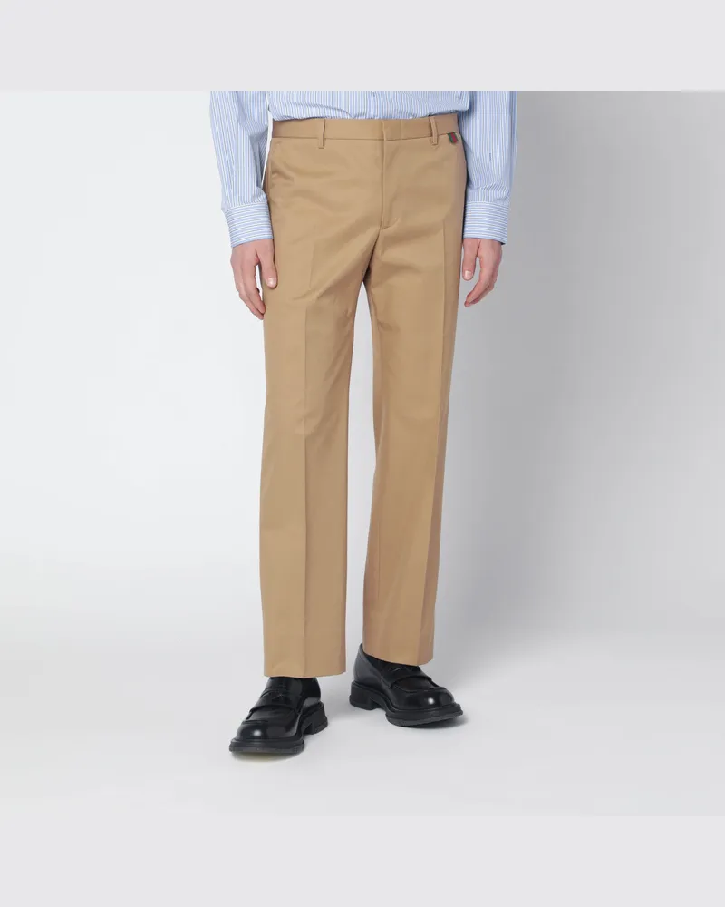 Gucci Beige Baumwollhose mit Web-Detail Beige