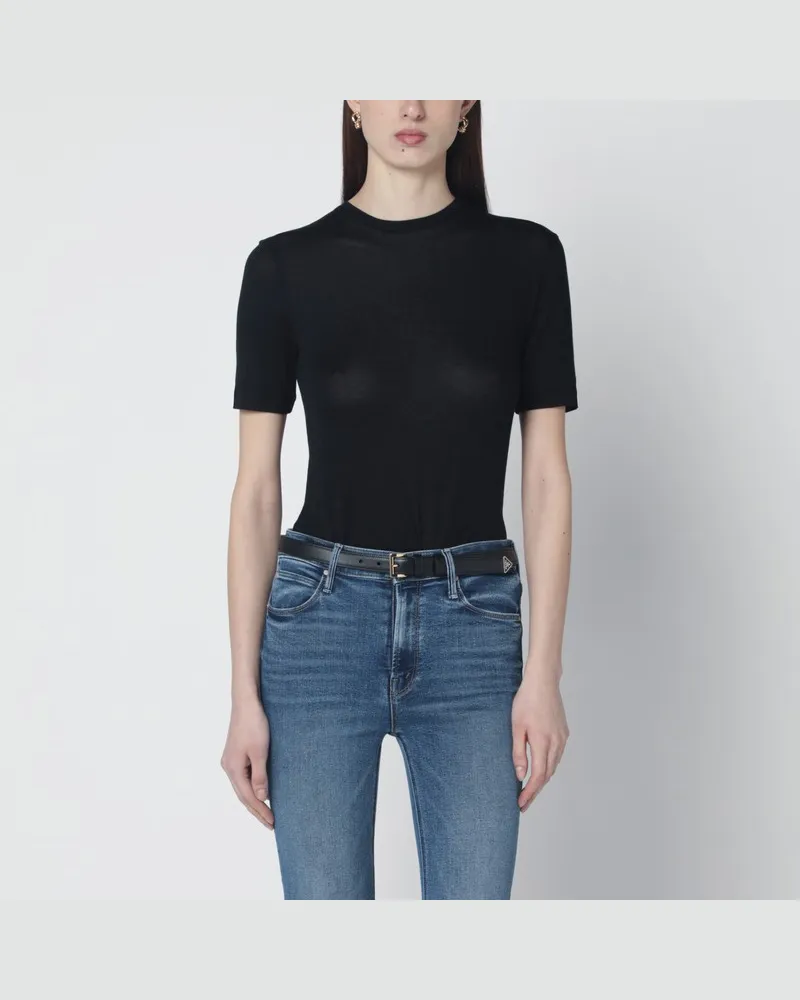 Totême Schwarzes Viskosejersey-T-Shirt Schwarz