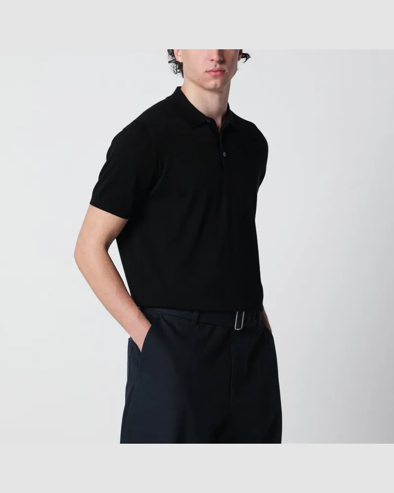 Drumohr  Schwarzes Poloshirt aus Baumwolle Black