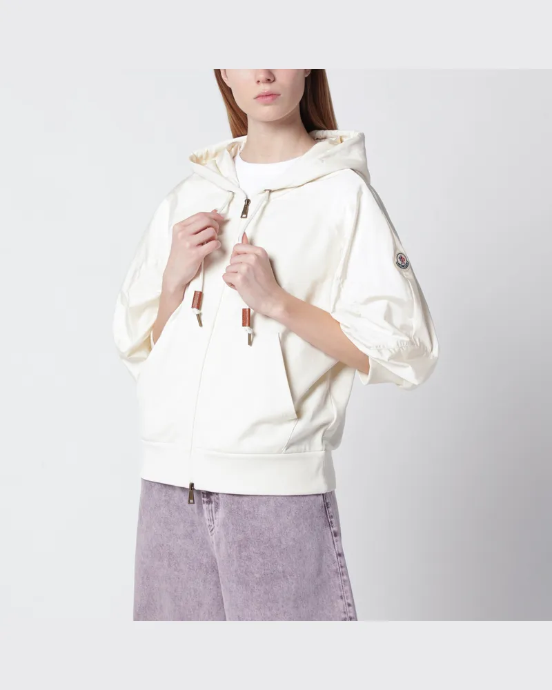 Moncler Weißes Kurzarm-Sweatshirt aus Jersey White