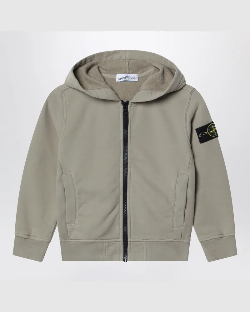 Stone Island Moosgrüner Baumwoll-Zip-Hoodie Green