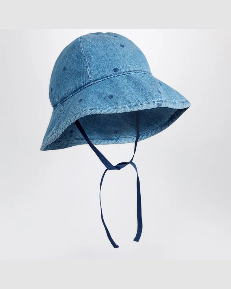 Mini Rodini Blauer Denim-Hut mit Punkten Blue
