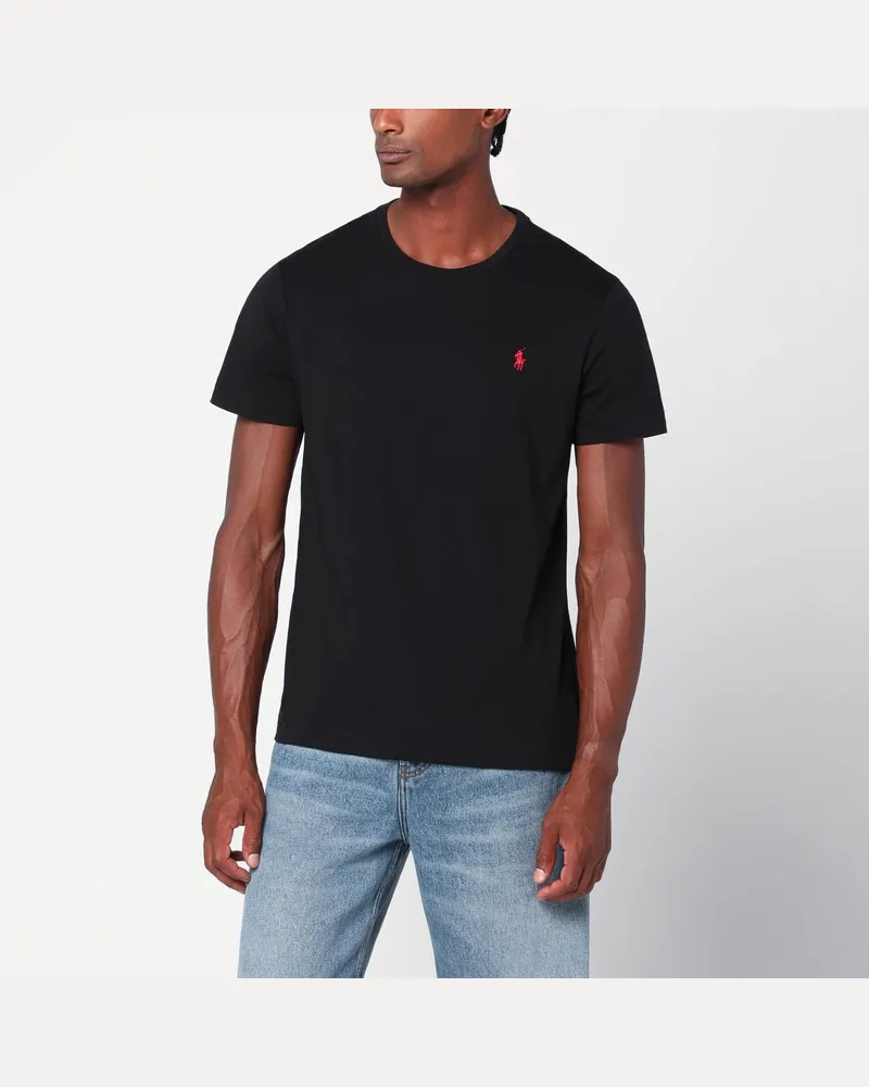 Ralph Lauren T-Shirt schwarz aus Baumwolle Custom Slim-Fit Schwarz