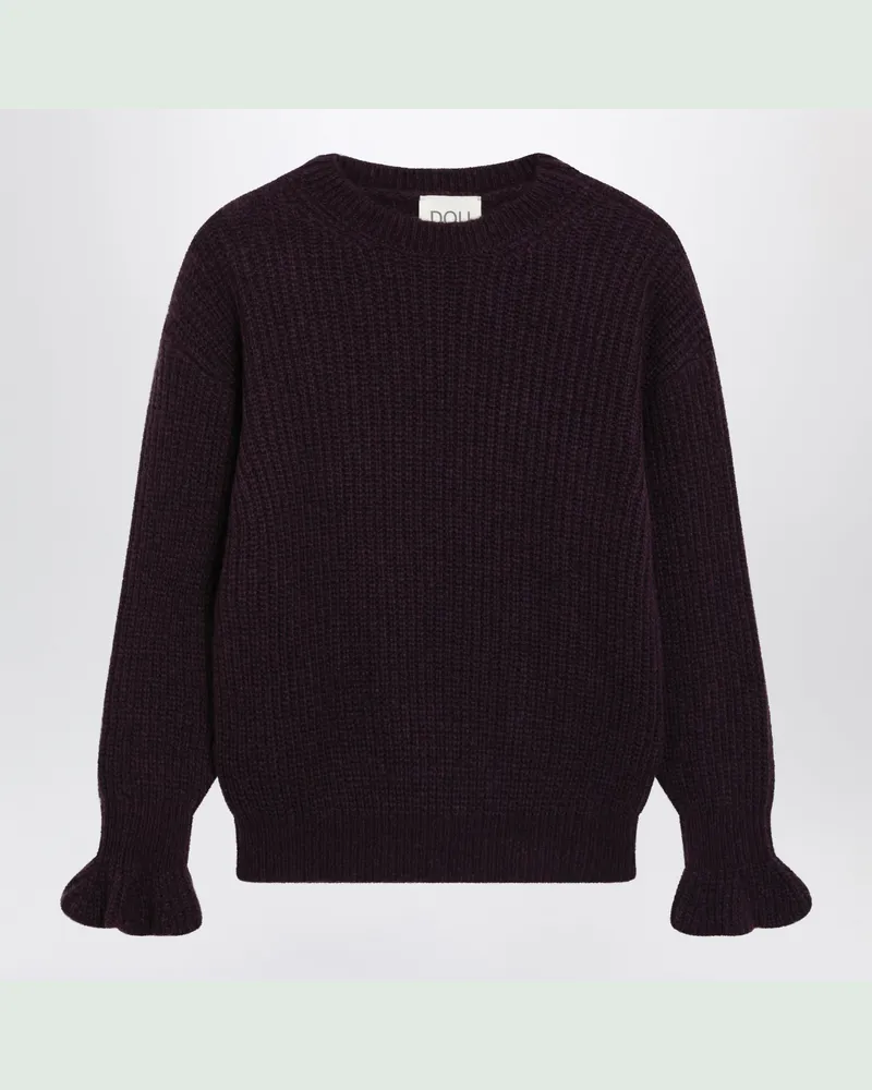 DOUUOD Violett melierter Pullover aus Wollmischung Purple