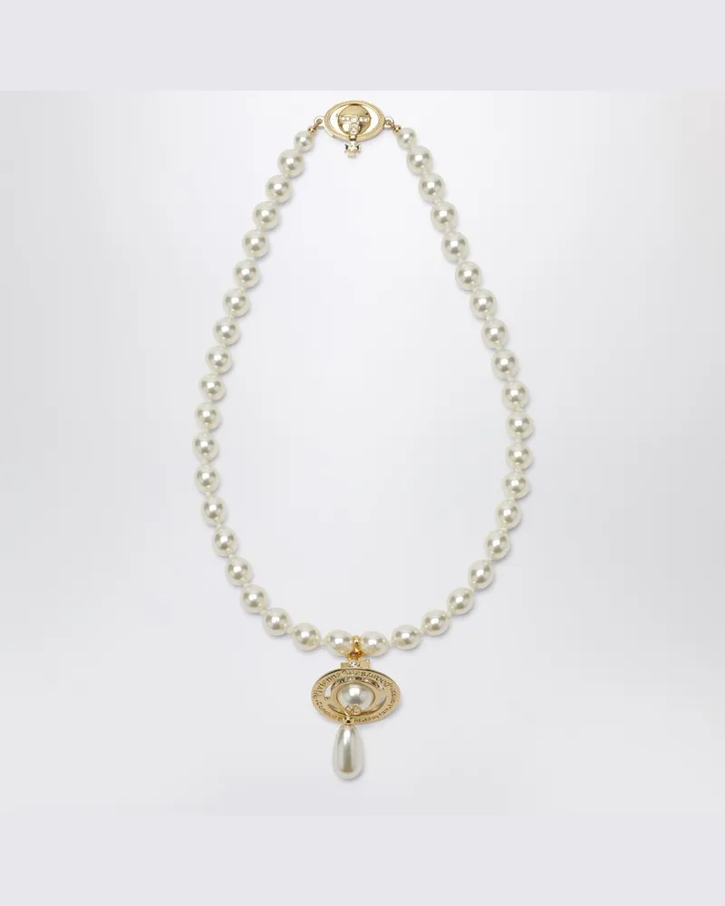 Vivienne Westwood Perlenchoker mit Orb-Anhänger Metallisch