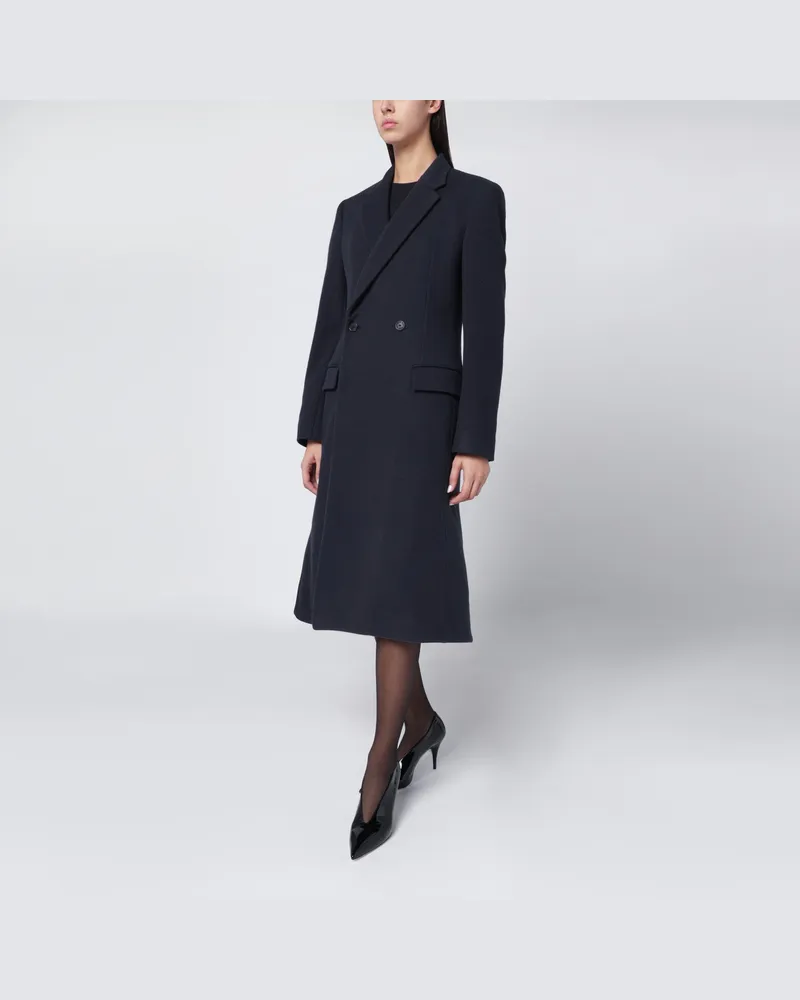 Balenciaga Marineblauer Midi-Godet-Wollmantel 