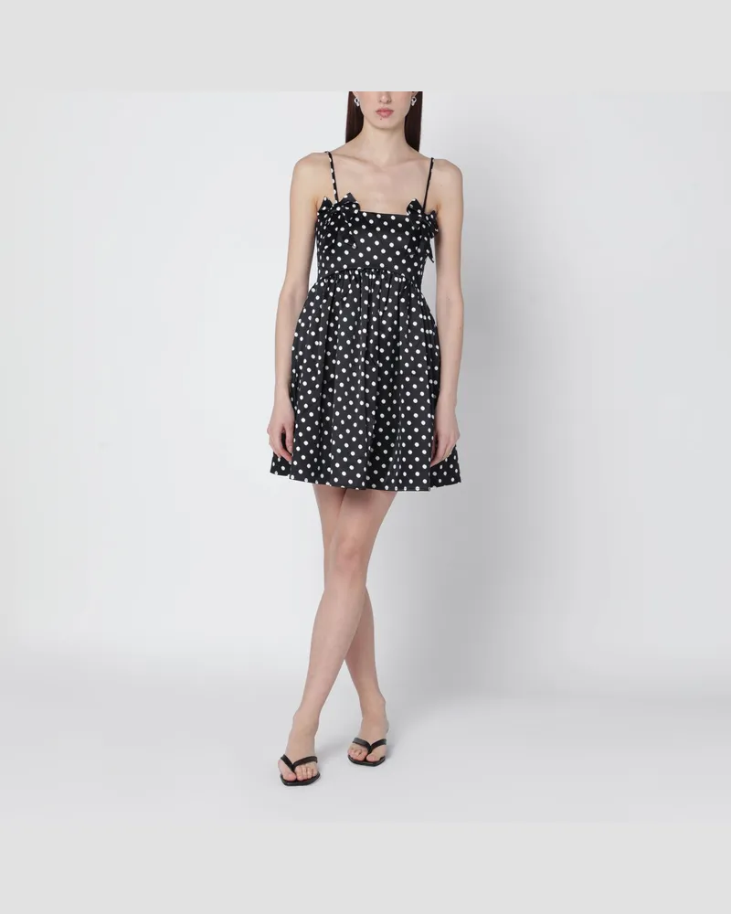 Ganni Schwarzes Satinkleid mit Polka Dots Black