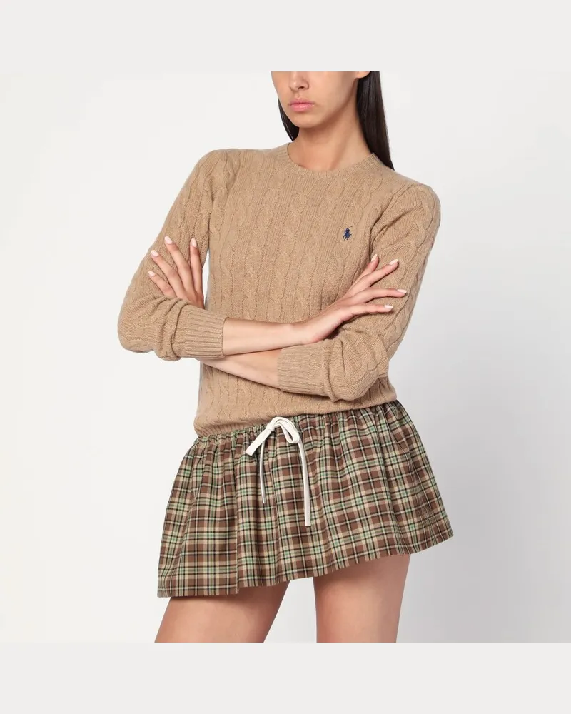 Ralph Lauren Beiger Zopfpullover aus Wolle und Kaschmir Beige