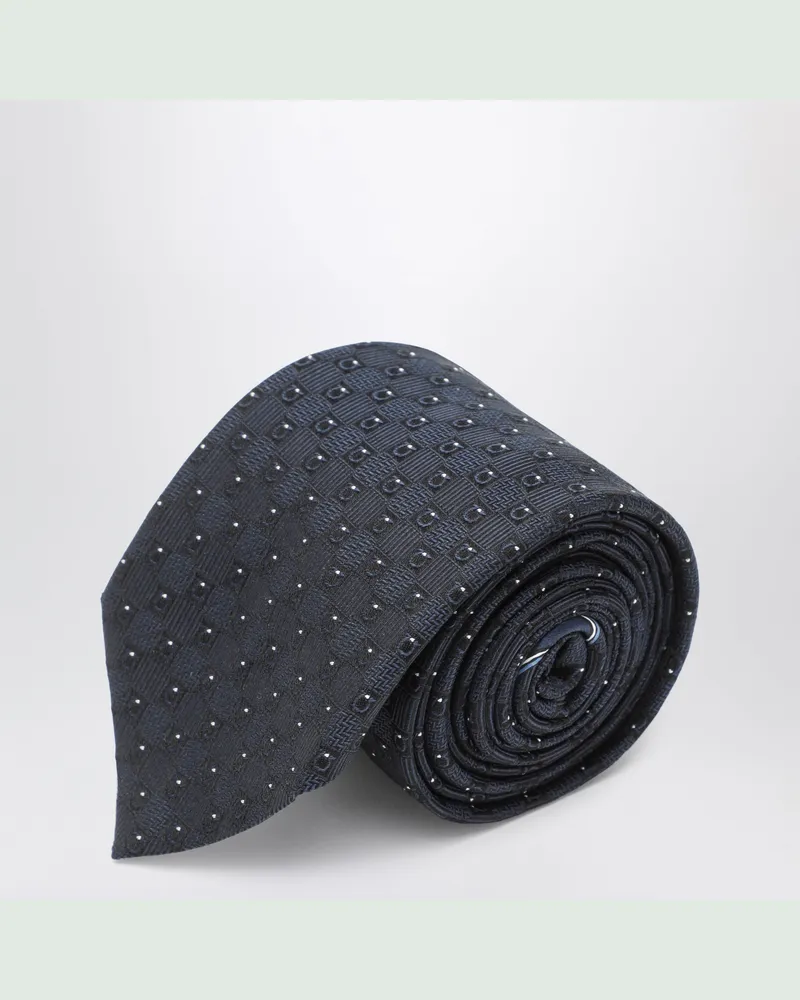 Ferragamo Gancini Jacquard-Krawatte in Dunkelblau aus Seide Blue