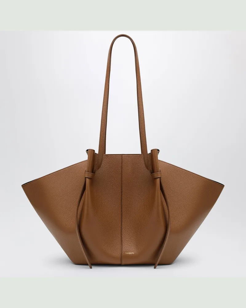 YUZEFI Large Mochi Tasche aus genarbtem Leder in Haselnuss Brown