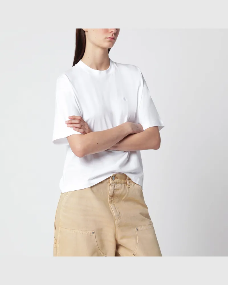 Carhartt WIP Weißes Chester Cropped-T-Shirt aus Bio-Baumwolljersey White