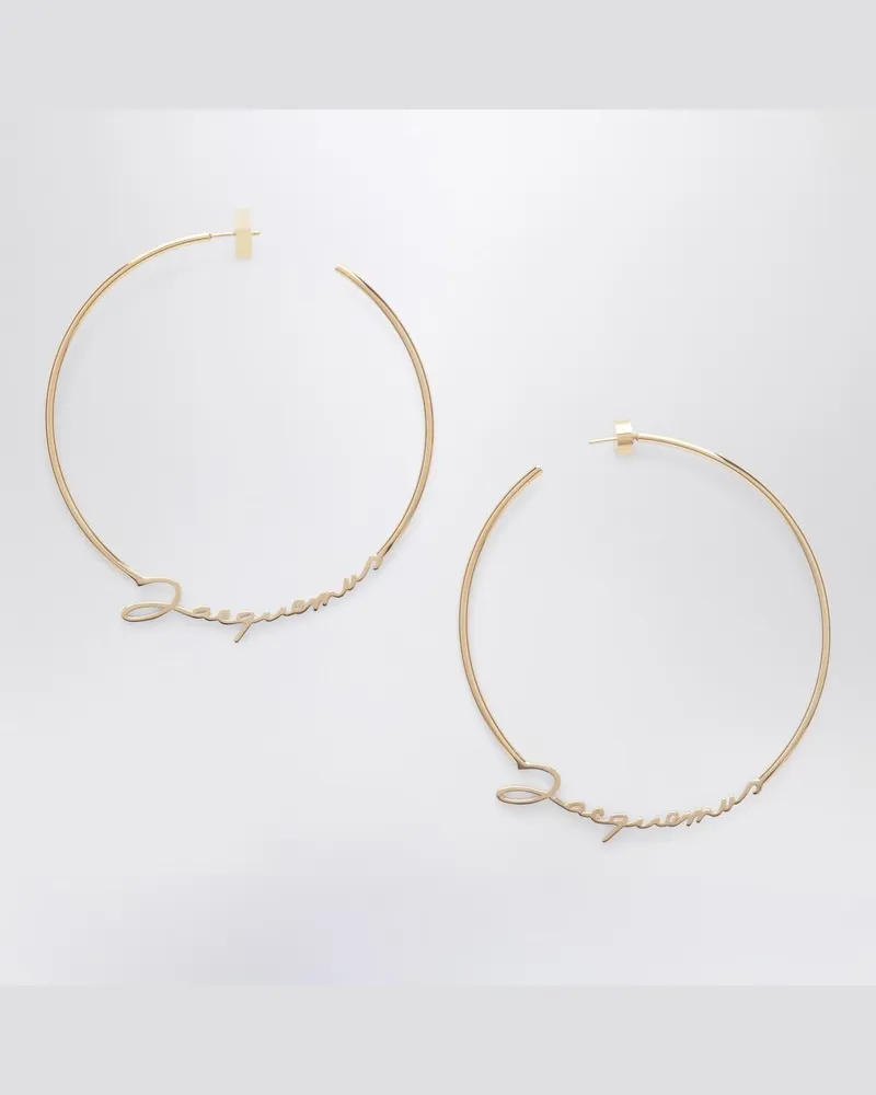 Jacquemus Goldene Creolen mit Logo Metallisch