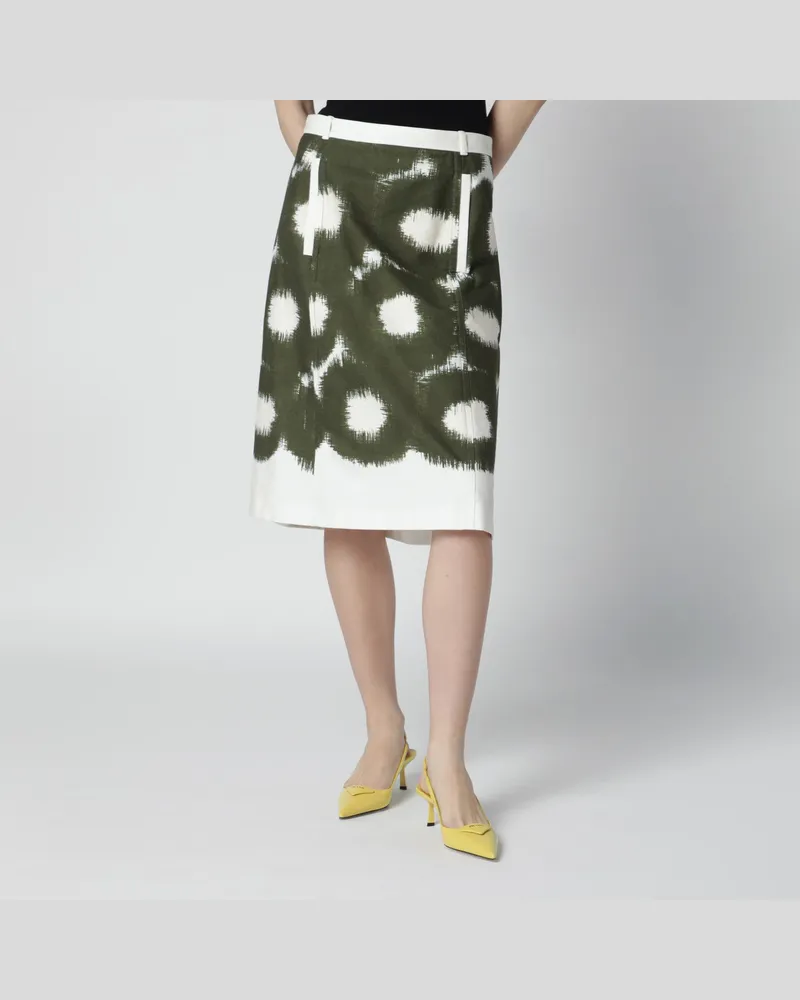 Prada Baumwollrock mit militärgrünem Muster Green