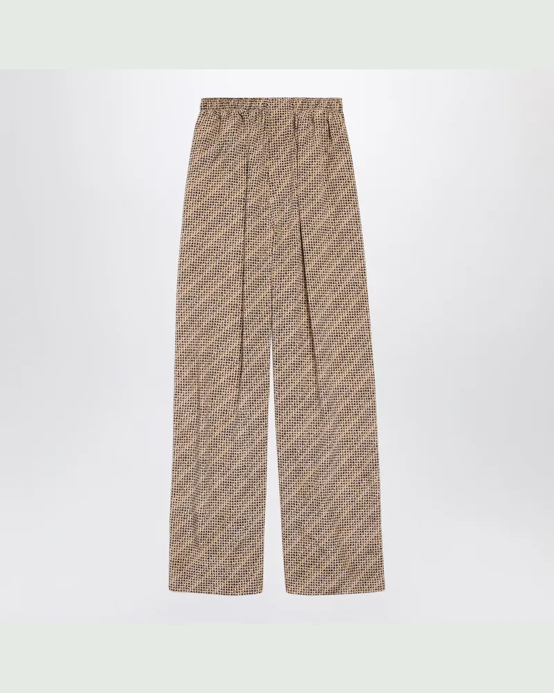 Balenciaga Monogram-Hose aus Seidencrêpe in Beige und Schwarz Beige