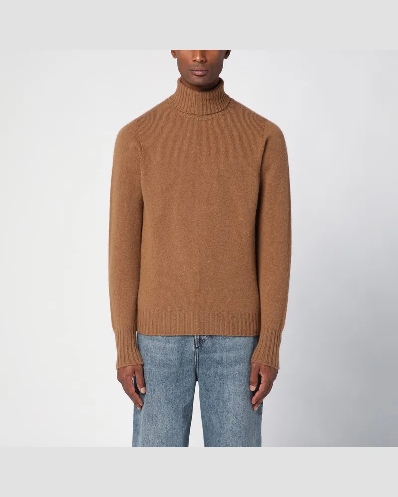 Drumohr  Kamelfarbener Rollkragenpullover aus Wolle Beige