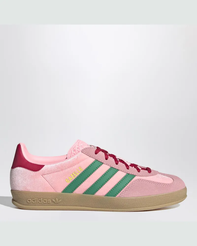 adidas Gazelle Indoor Court Grün/Glow Pink/Gum Samt-Sneakers Green