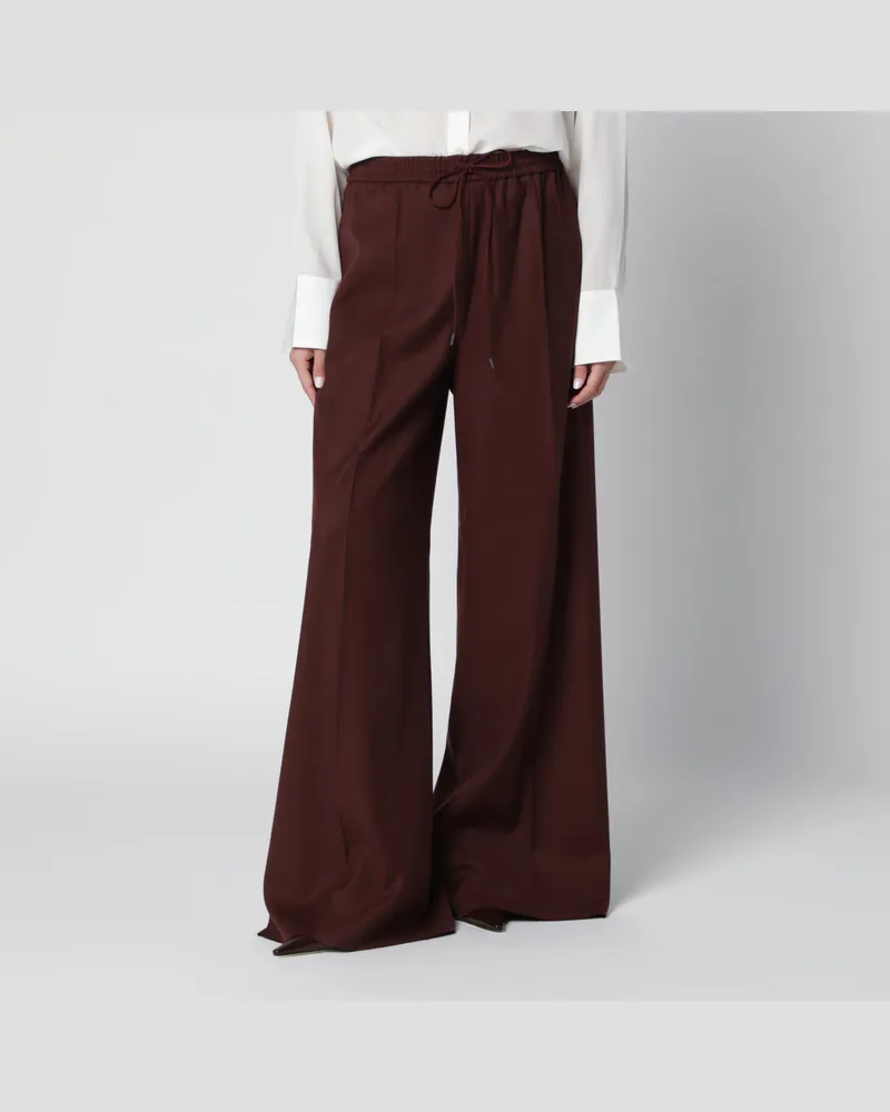 Max Mara Weit geschnittene Hose aus gebrannter Wolle mit Denim-Effekt Brown
