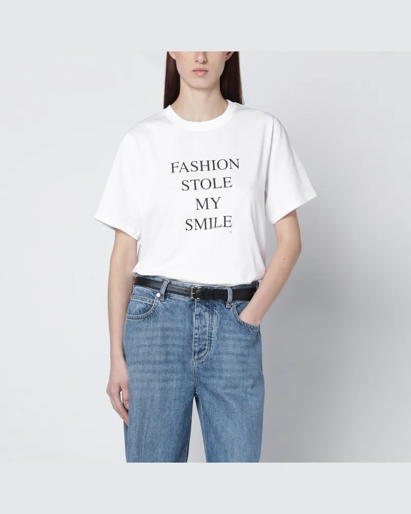 Victoria Beckham Fashion stole my smile"-T-Shirt in Weiß aus Baumwolle White