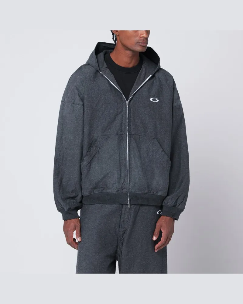 Balenciaga Trompe L'Oeil Sweatshirt aus meliertem Anthrazit-Baumwolle Grau
